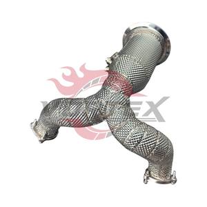 Downpipe catalyzed Vortex 1,5 mm en acier inoxydable 304 poli miroir pour Porsche Cayenne 3.0T V6 2020-2023 avec bouclier thermique, sans voyant d'avertissement moteur - Product Image 4