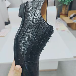 Chaussures habillées à lacets en cuir véritable à bout rond, imprimé crocodile, respirantes, pour le bureau et toutes les saisons - Product Image 3