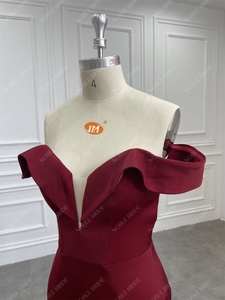 Ragazze sirena con spalle scoperte vino rosso Crepe <span class=keywords><strong>abiti</strong></span> da <span class=keywords><strong>damigella</strong></span> d'onore da <span class=keywords><strong>sposa</strong></span> personalizzati - Product Image 3