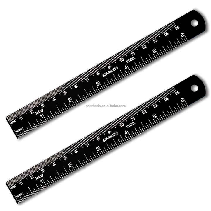 6 Inch/12 Inch Black Stainless Steel Laser Scales Ruler with Conversion ...