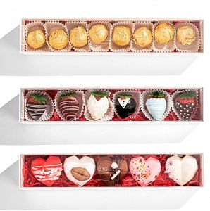 Boîtes en papier longues pour fraises enrobées de chocolat avec fenêtre transparente pour macarons, chocolats, truffes, biscuits, bombes au cacao, boules de gâteau - Product Image 5