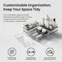 Make-up organizer ladeverdeler transparante opbergbox stapelbare cosmetica lade sorteerbakjes set voor badkamer bureau sieraden