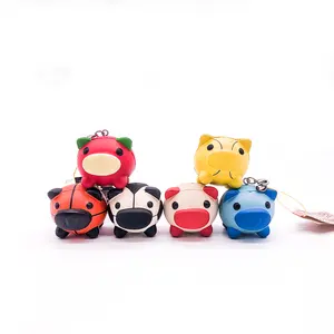 Custom Logo China Factory Animal Year of Pig Keychain Soft Cute Gift PU Foam Sponge Toys Keychains