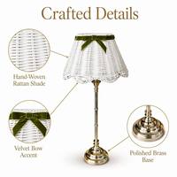 Lámpara de Mesa de Ratán con Funcionamiento a Batería, Lámpara de Noche Inalámbrica de Bajo Voltaje para Decoración de Bodas, Eventos y Fiestas