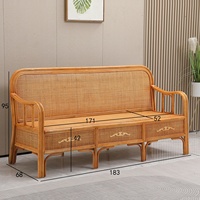 Ensemble de canapés de luxe en rotin naturel tressé à la main, mobilier de salon, pack complet avec table basse, pour projets de véranda et de complexe hôtelier