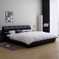 Italienisches Schwarzes Bubble-Leder Stauraumbett Hydraulisches Trennwand-Stauraumbett Doppelbett für Hauptschlafzimmer