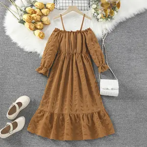Teen Youth Pretty Girl Fashion Everyday Wear Casual Children's Clothes Kids Long Sleeve Beach Quality 1 Piece Girls Dresses