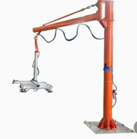 Lève-objets pneumatique à vide personnalisé pour tôles métalliques et panneaux de bois, avec grue fixe, bras de 3m et 4m, alimentation par compresseur d'air
