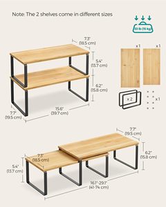 Ripiani da <span class=keywords><strong>cucina</strong></span> impilabili <span class=keywords><strong>in</strong></span> <span class=keywords><strong>legno</strong></span>-piano di lavoro espandibile e Organizer <span class=keywords><strong>per</strong></span> dispensa industriale nero - Product Image 2