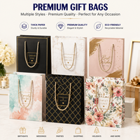 Sac cadeau de luxe bleu et or, sac de shopping en papier imprimé élégant avec poignée en corde, emballage haut de gamme pour bijoux de mariage et de fête