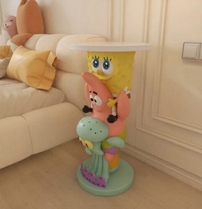 Grande figurine décorative en résine éponge jaune, série portable, sur pied, pour salon, canapé, meuble <span class=keywords><strong>TV</strong></span>, cadeau décoratif - Product Image 2