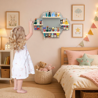 Étagère de rangement en bois à trois niveaux personnalisée, non pliable, style européen, pour chambre d'enfant, figurines suspendues, jouets, étagère magnétique