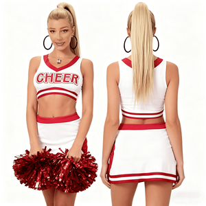 Cô gái tuổi teen đỏ trắng sexy Crop Top cheerleader thống nhất set-tùy chỉnh kích thước & tàu nhanh - Product Image 1
