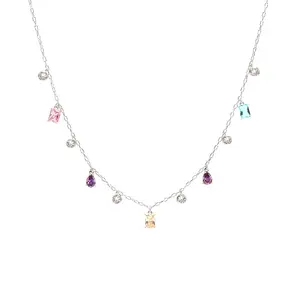 different shape little zircon with classic chain necklace