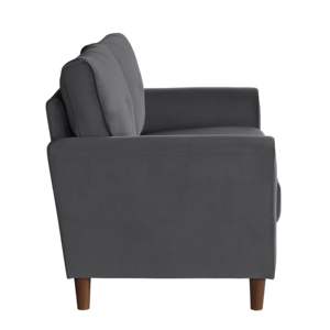 DB Comfort Loveseat con tapicería de terciopelo gris Marco de madera maciza Detalle de mechones Opción de muebles de sala de estar modernos - Product Image 4