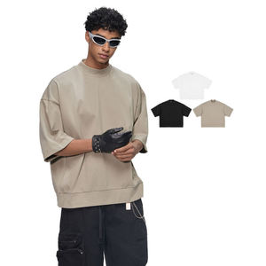 T-shirt unisexe oversize en coton épais 305G, col ras du cou ou col montant, épaules tombantes, logo personnalisé, streetwear, tee-shirt de course - Product Image 2