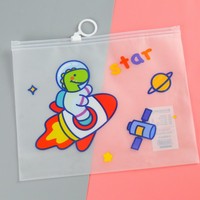 Étui à crayons en plastique épais de dessin animé, organisateur de papeterie créatif, sac de documents de bureau pour étudiants, mignon, avec sangle de poignet et fermeture éclair