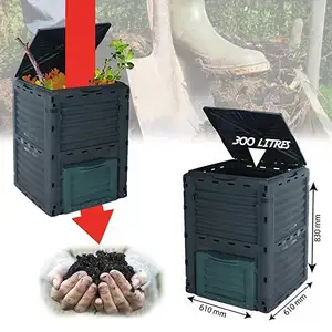 Klasik büyük kapasiteli 300L kolay montaj hızlı verimli toprak oluşturmak dayanıklı plastik bahçe Composter açık bahçe kompost Bin