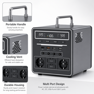 Station <span class=keywords><strong>d</strong></span>'alimentation portable 500W <span class=keywords><strong>à</strong></span> bas <span class=keywords><strong>prix</strong></span> et générateur solaire avec batterie LiFePO4, contrôleur MPPT, alimentation <span class=keywords><strong>de</strong></span> secours pour utilisation en extérieur - Product Image 2