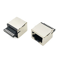 Coorle Hanxian RJ45 blindé 8p8c femelle, style carré, connecteurs de câbles Ethernet à souder, adaptateurs, 100 pièces/boîte