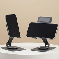 360 °   Support de téléphone rotatif et réglable en métal, support de téléphone portable pliable et portable, support de téléphone de table