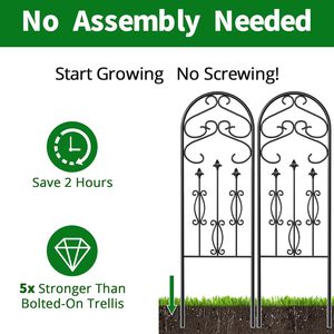 Treillis de jardin en <span class=keywords><strong>fer</strong></span> antirouille noir 4 panneaux de fil de <span class=keywords><strong>grille</strong></span> murale pour vignes en pot légumes Patio décor à la maison - Product Image 3