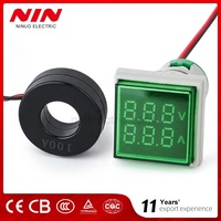 NIN Tester Berkualitas Tinggi dengan Layar Digital Voltmeter Ammeter AC50-500V 0-100A AD101-22VAM Akurasi 2% V a Diameter 22mm