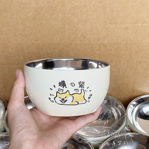 Bol en acier inoxydable pour enfants, motif de dessin animé, bol à soupe épaissi anti-brûlure, vaisselle pour bébé de 1 à 2 ans - Product Image 4