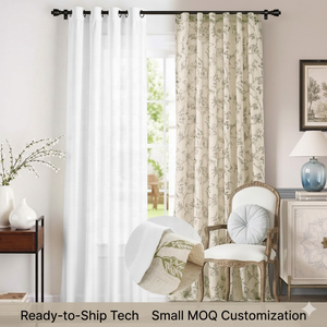 Rideaux en lin doublés JINCHAN éco-responsables, draperies florales double épaisseur, isolation thermique de qualité professionnelle <span class=keywords><strong>pour</strong></span> complexes haut de gamme - Product Image 2