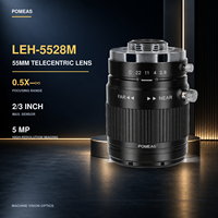 Objectif télécentrique 55 mm 0,5x à l'infini, mise au point manuelle, monture C 2/3 pouces 5MP pour inspection et mesure industrielle