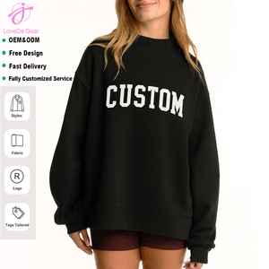 <span class=keywords><strong>Felpa</strong></span> <span class=keywords><strong>Oversize</strong></span> da <span class=keywords><strong>Donna</strong></span> con Collo Alto in Morbido Cotone, Logo Personalizzato, Ricamata, Stile Streetwear - Product Image 4