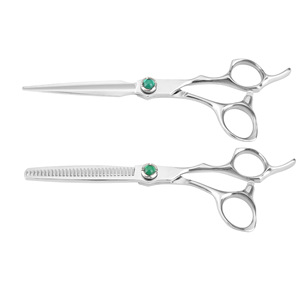 Professional Stainless Steel Dog Grooming Scissors Japanese 440C Curved <b>Thinning</b> Chunker Set <b>Mirror</b> Polished Finish Convenient - Product Image 2
