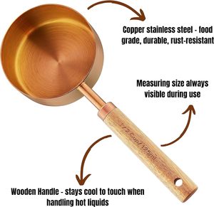 Eco-Friendly Stainless Steel <b>Measuring</b> Cups and <b>Spoons</b> Set with Wood Handle for Dry and Liquid Ingredients - Product Image 4
