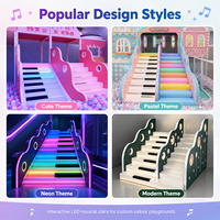 Escalier musical interactif à LED avec piano, toboggan, équipement de terrain de jeu sensoriel intérieur avec lumière activée par le son et activation au pied