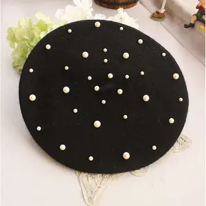 ประเภทตกแต่งขายส่ง Berets Pearl Beret หมวกสำหรับหญิง