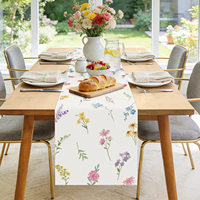 Chemin de table printanier à motifs floraux, feuilles colorées, pour la décoration de la cuisine et de la salle à manger en été
