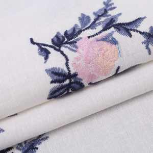HA-15164D fournisseurs chinois coton lin <span class=keywords><strong>personnalisé</strong></span> dames robe tissu de broderie <span class=keywords><strong>Textile</strong></span> avec fleur - Product Image 3