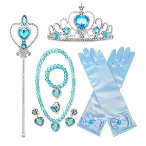 Costume principessa guanti Tiara collana orecchini bracciale accessori regalo Set per festa di compleanno