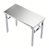 Plan de travail en acier inoxydable industriel durable et stable 201, à un seul niveau, avec pieds ronds, table de travail en acier inoxydable pour boucherie