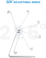 Support de tablette ergonomique en alliage d'aluminium, meilleur rapport qualité-prix, rotation à 225°, anti-renversement, support universel pour iPad Pro et tous les appareils intelligents
