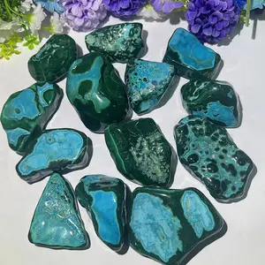 Toptan doğal cilalı Chrysocolla malakit kuvars kristal numune malakit Chrysocolla dekorasyon için