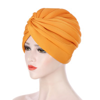 Sombrero de turbante religioso indio de color sólido al por mayor, sombrero de turbante islámico con decoración retorcida a la moda para mujer