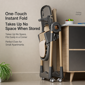 Silla Alta Multifuncional para Bebé, Plegable y <span class=keywords><strong>Reclinable</strong></span>, Altura Ajustable, con Doble Bandeja, Silla de Comedor para Niños - Product Image 6