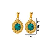 Collier pendentif ovale en turquoise en acier inoxydable rétro simple à la vente chaude Accessoires de personnalité Bijoux de mode Décorations