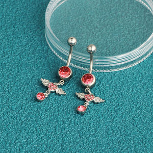 แหวนสะดือแบบยาวสีชมพู ขายส่ง 50 ชิ้น ปีกนางฟ้า เครื่องประดับเจาะสะดือ ชุดเจาะสะดือสำหรับผู้หญิง - Product Image 2