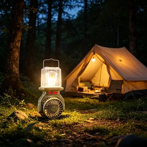 Ventilateur de camping solaire avec lumière LED, ventilateur et lampe de camping portables rechargeables 2-en-1, ventilateur solaire, lampe de camping extérieure. - Product Image 4