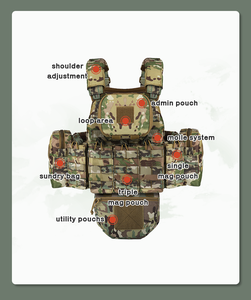 Gilet tactique en polyester 600D, équipement d'entraînement efficace pour les matchs d'<span class=keywords><strong>airsoft</strong></span>, poches à accès rapide, accessoires multiples, gilet d'extérieur - Product Image 3