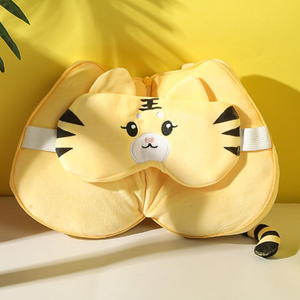 어린이 매력적인 귀여운 만화 자수 동물 호랑이 2 in 1 목 베개 눈 마스크 비행기 기차 수면 도매 여행 베개 - Product Image 3