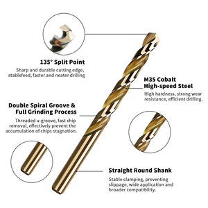 29-Piece DIN 338 <b>Drill</b> <b>Bit</b> Set with Gold M35 Shank for Hardened Metal Stainless Steel Cast Iron & <b>Wood</b> Drilling - Product Image 2