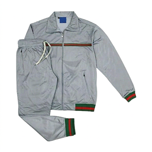 Survêtement personnalisable gris Catonic en nylon, tissé polyester-coton, pour sports actifs en extérieur, course à pied, avec veste cargo et bas de survêtement coupe-vent - Product Image 1